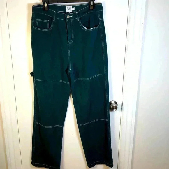 Princess Polly Denim - Princess Polly green carpenter jeans.  Size 8.